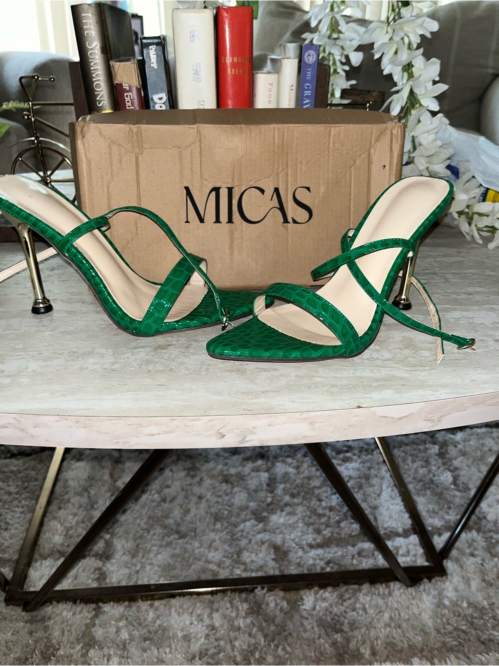 Emerald Strappy Stiletto Sandals by MICAS